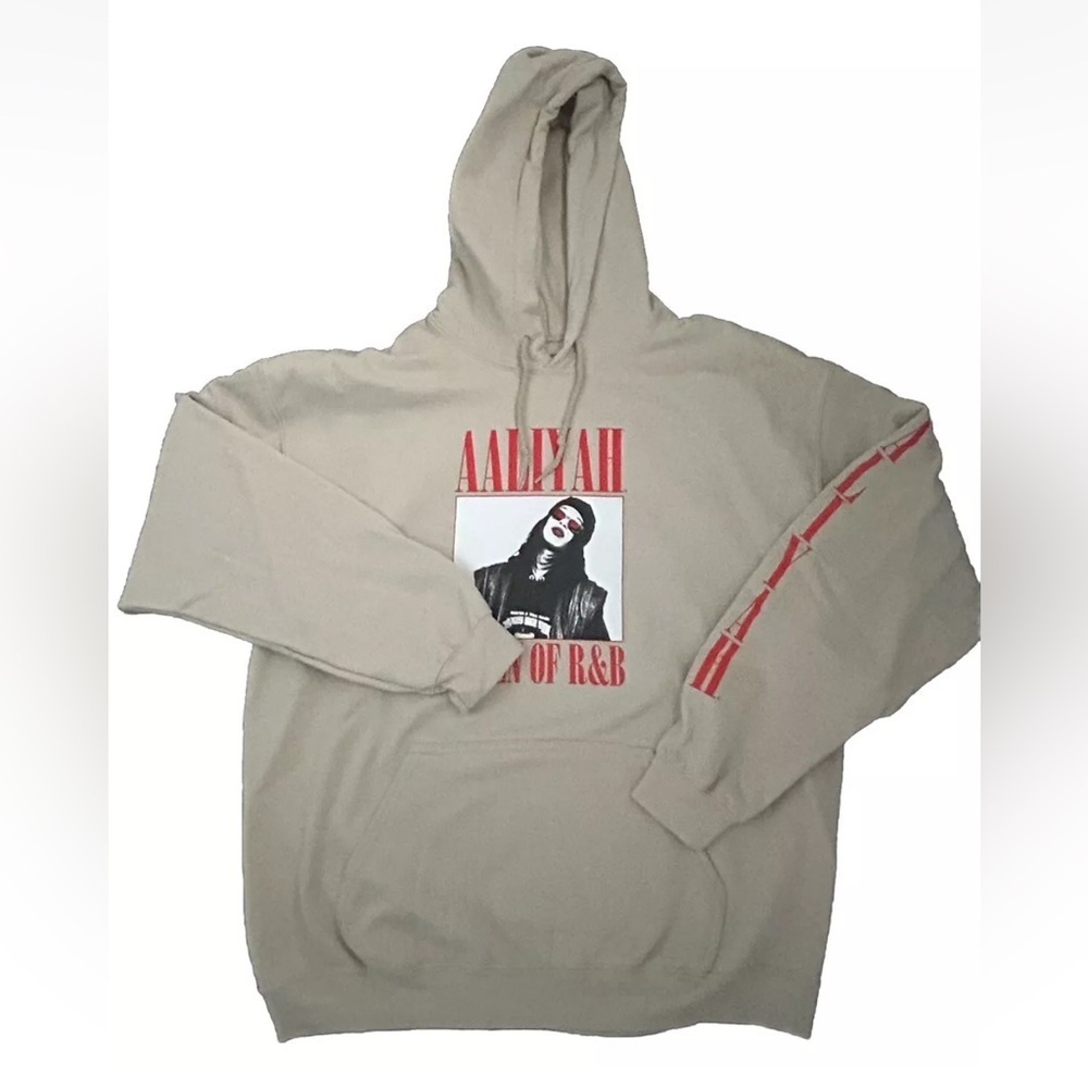Aaliyah Soft Graphic Drawstring Hoodie Black‎ Men's Size 2X